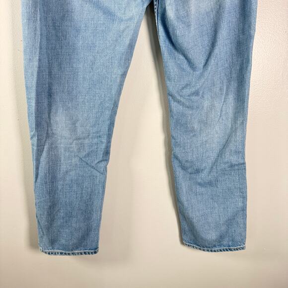 Grlfrnd Kiara Tomboy Jeans Light Wash Blue Tripped Up Distressed Ripped Size 30 - Picture 8 of 13